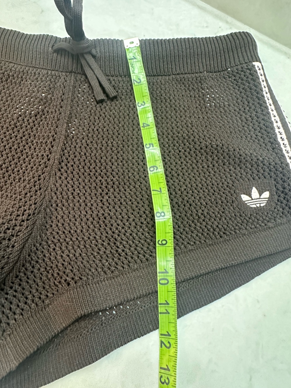 adidas Black Mesh Athletic Shorts with White Trim - Picture 2 of 8